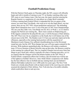 Nfl Essays Writing Comparison Essay | PDF
