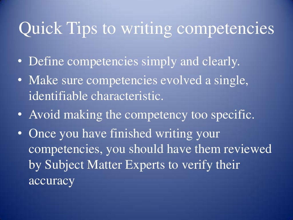 Writing competencies