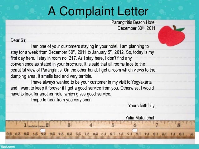 business letter complaint template