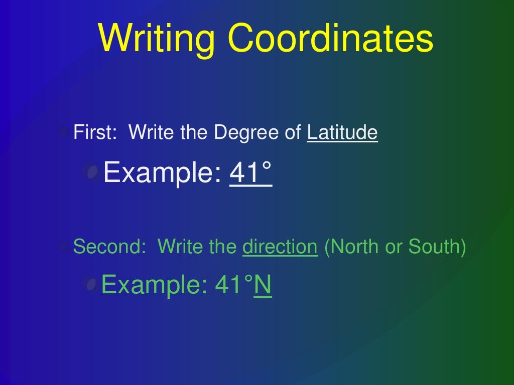 Writing coordinates