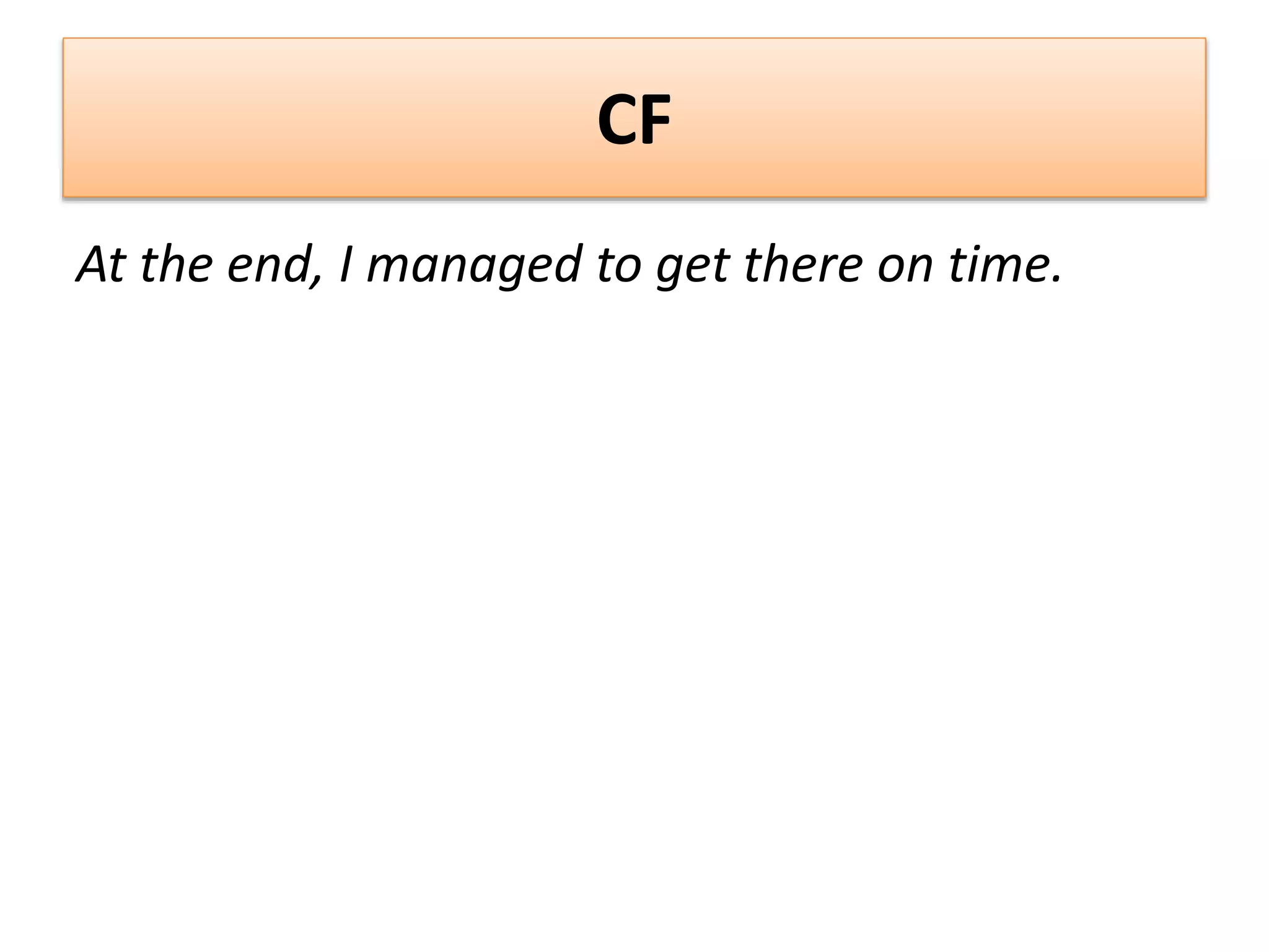 CF
At the end, I managed to get there on time.
 