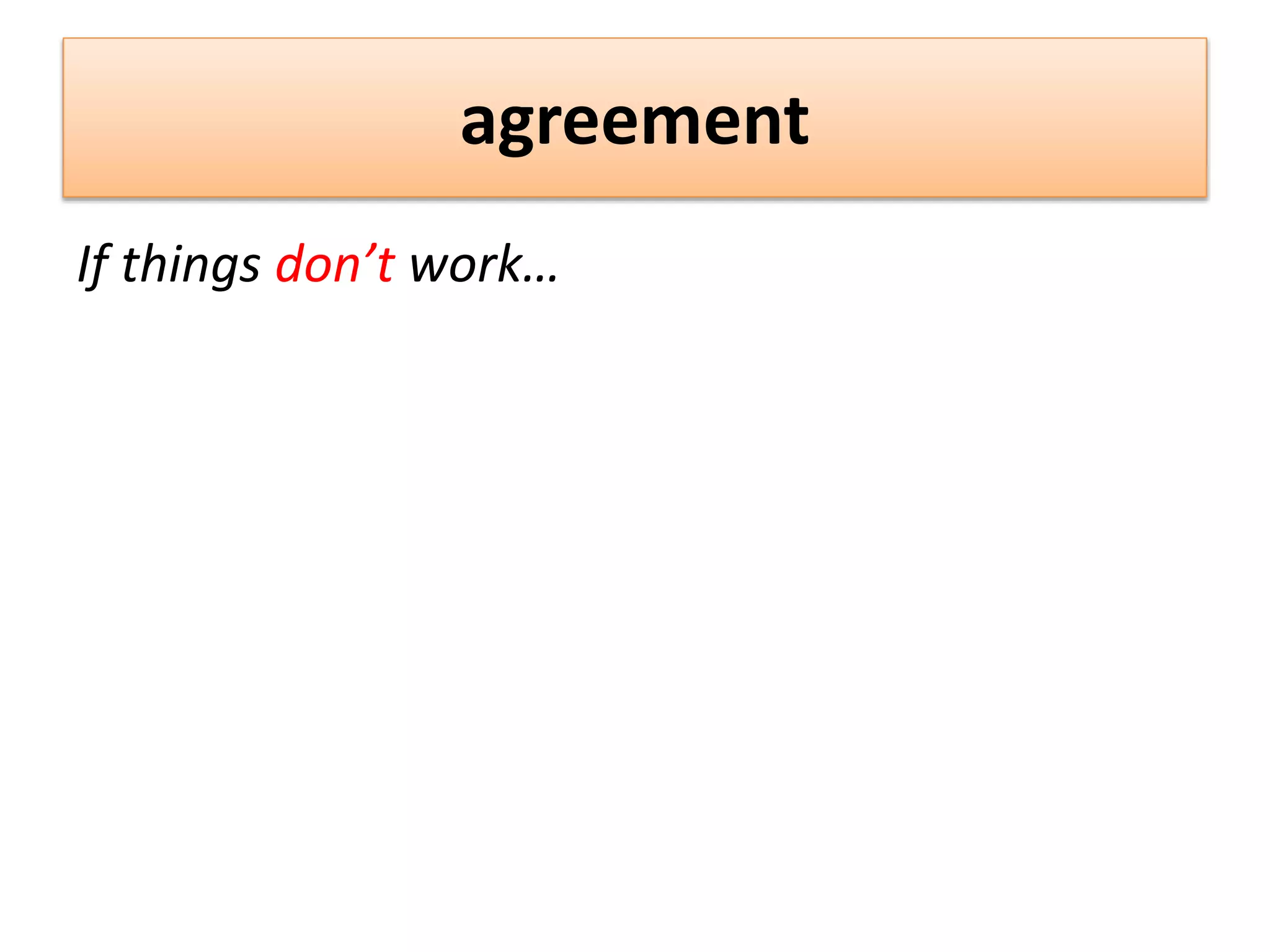 agreement
If things don’t work…
 