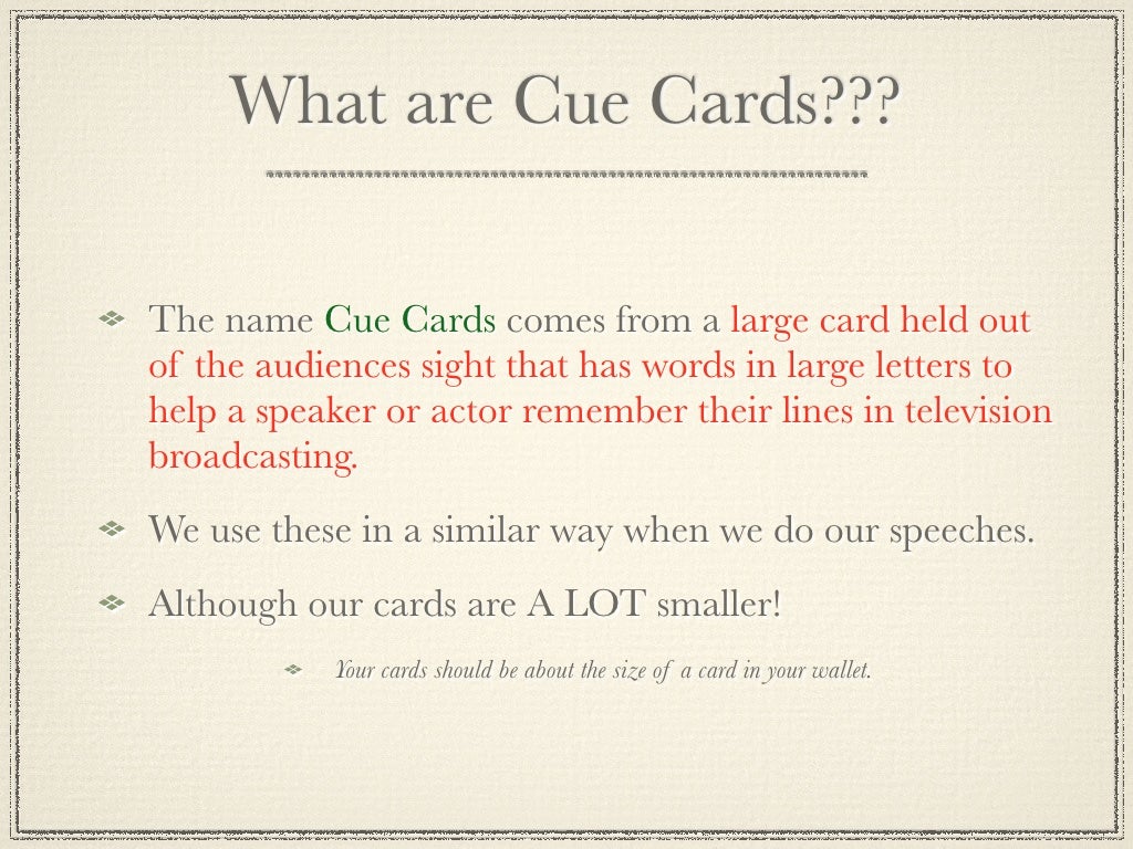 Writing cue cards