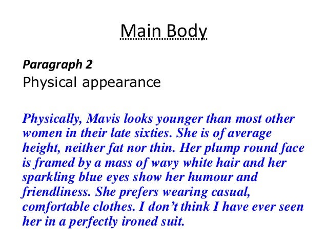 descriptive essay about a person physical appearance