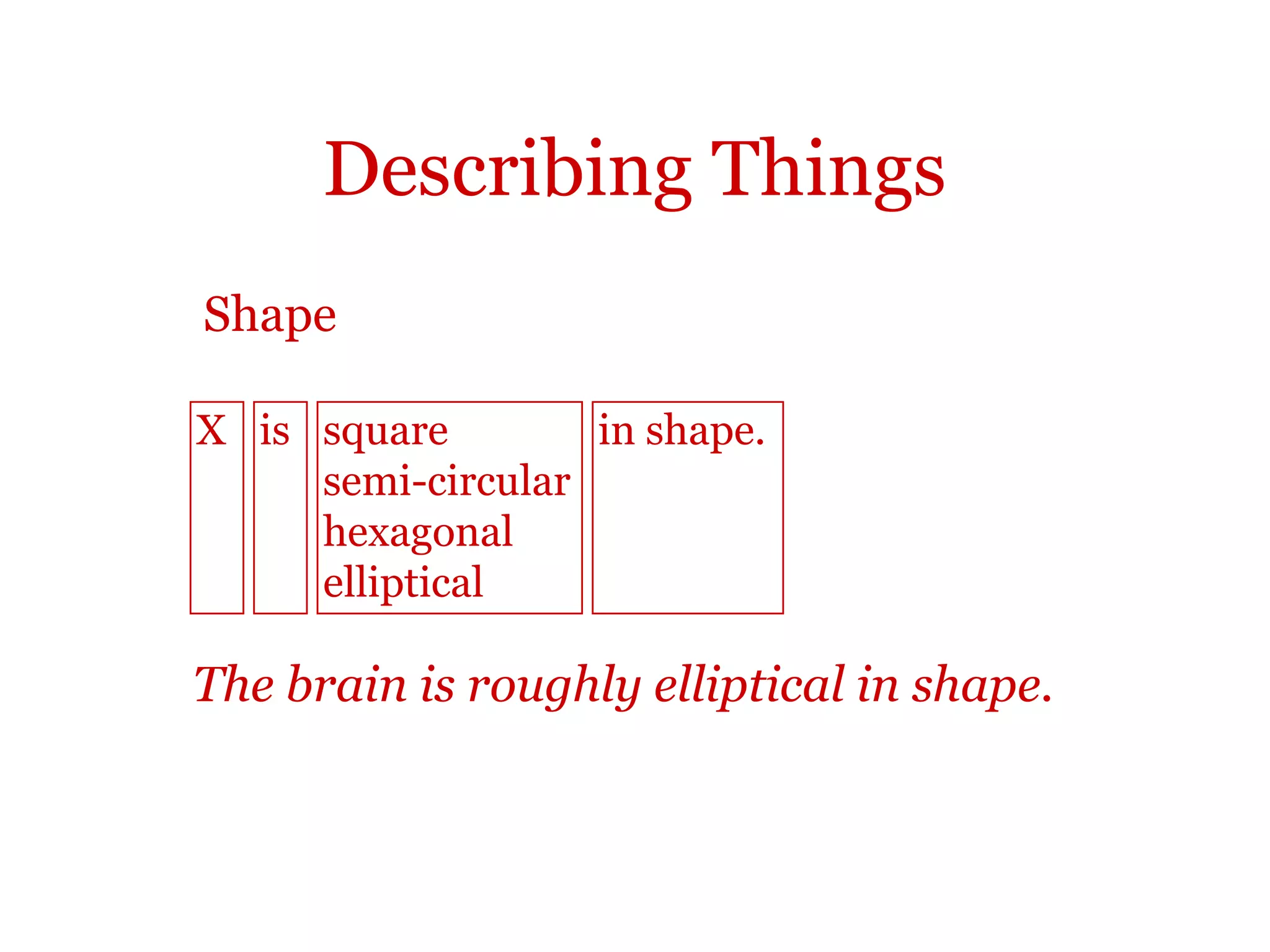 Describing processes
The cycle consists of four clear stages, which are explicitly referred to with the
following phrases:
It starts with ...
The next step ...
Next ...
Finally...
 