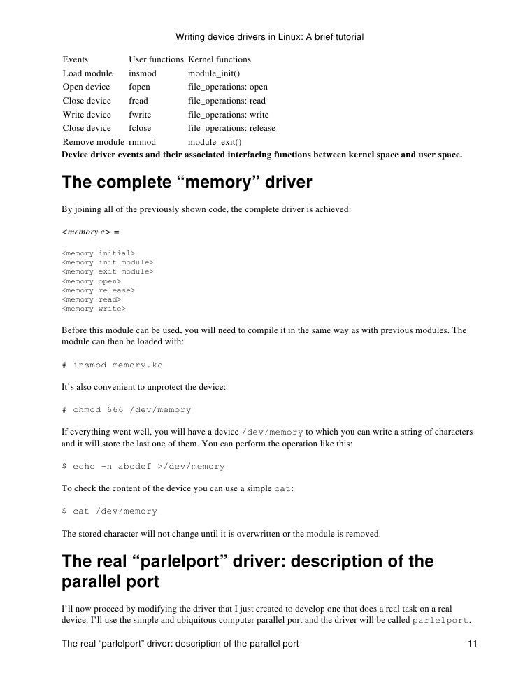 How to write a character device driver in linux