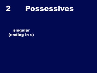 2

Possessives	


singular
(ending in s)

 