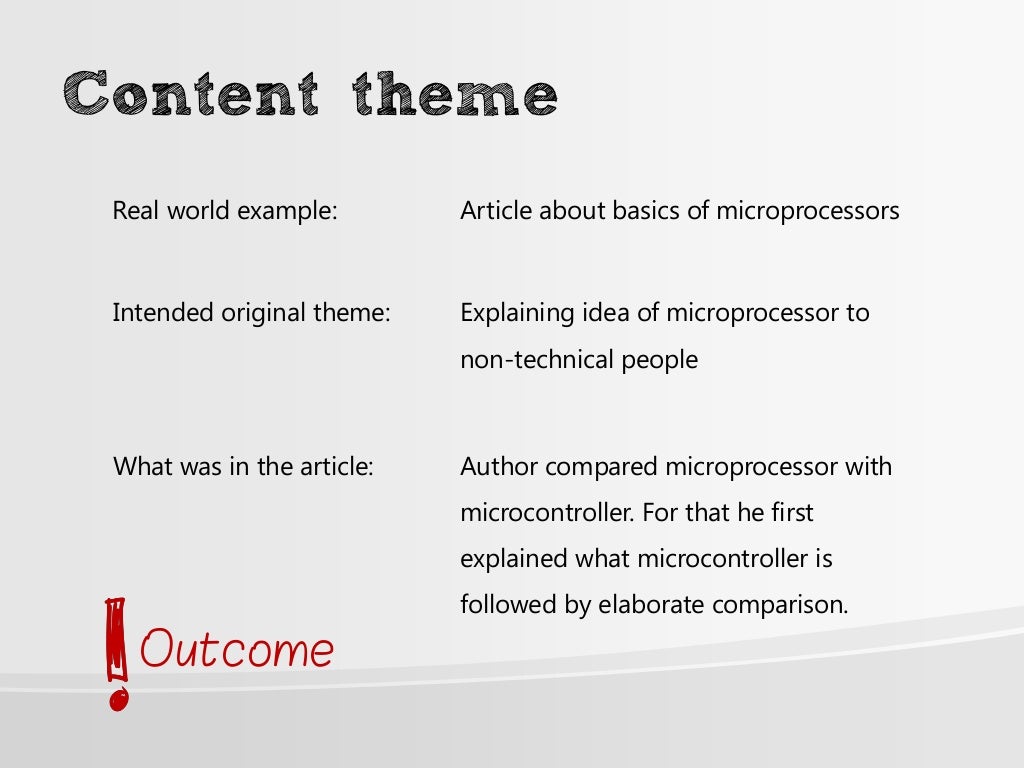 Content theme Intended original theme
