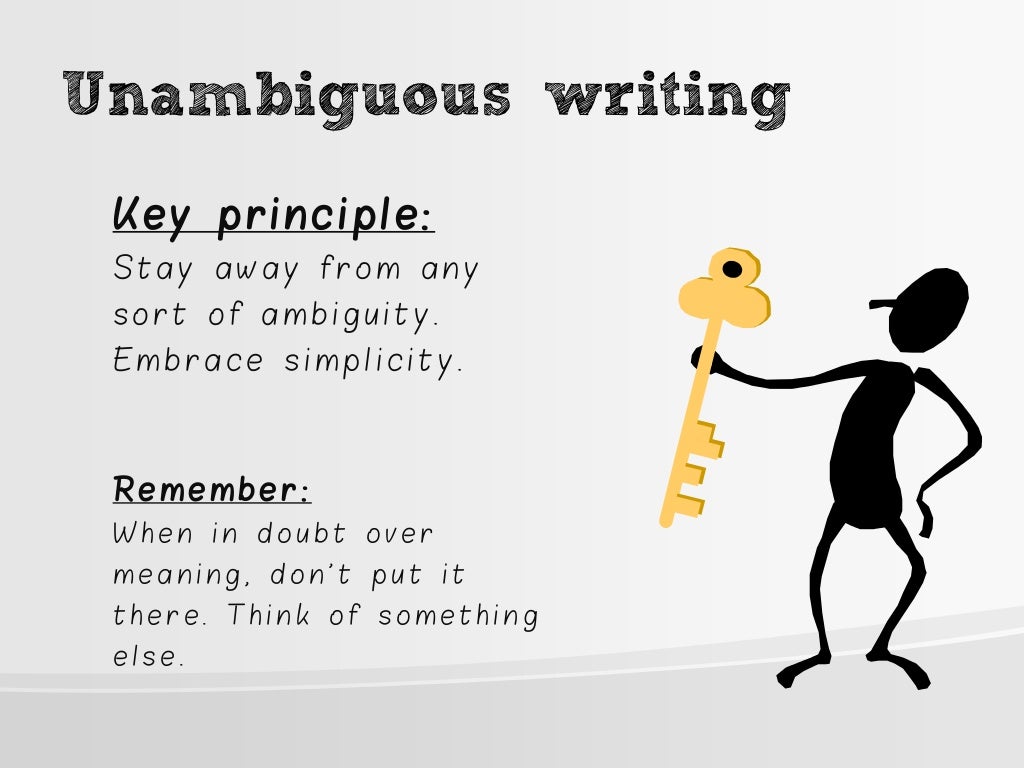 Unambiguous writing Key principle St