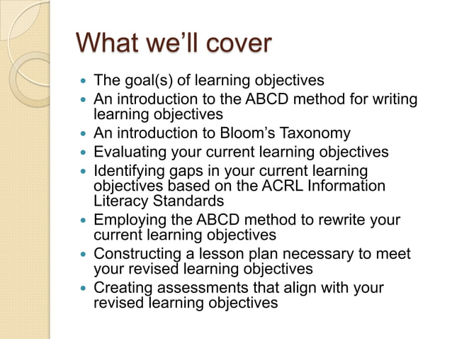 Writing effective learning objectives | PPTX
