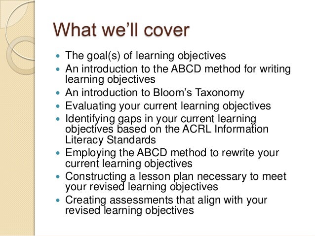 Writing effective learning objectives