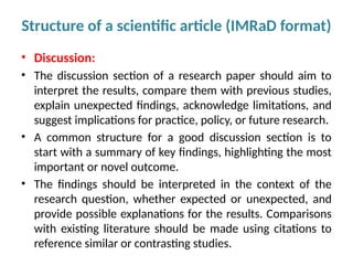 Science Discussion Examples Writing Effective Scientific Articles--- | PPTX