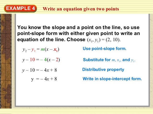 writing an equation of a line writing an equation of a line
