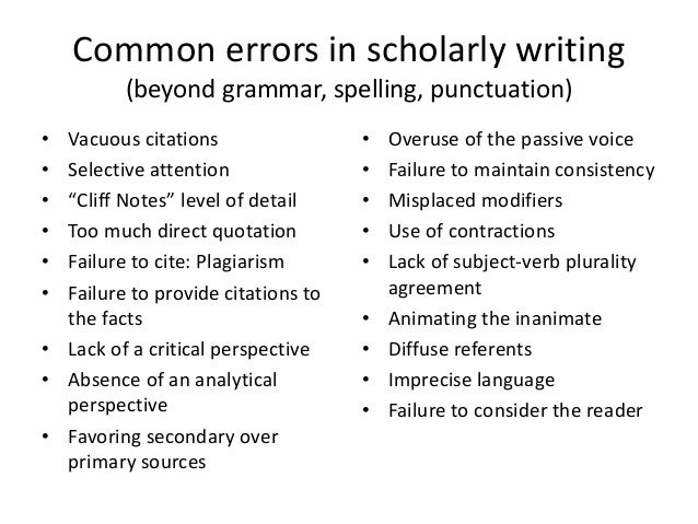 Mistakes in essay writing