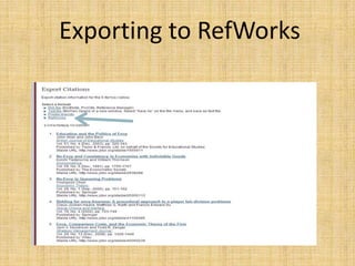 Exporting to RefWorks
 