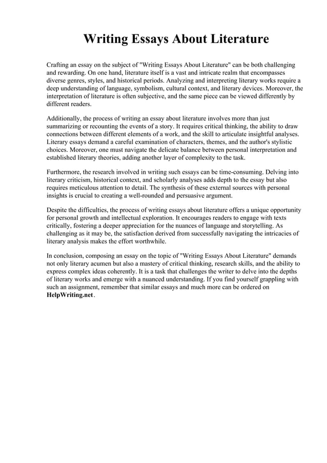 Writing Essays About Literature pdf Writing essays about literature pdf
