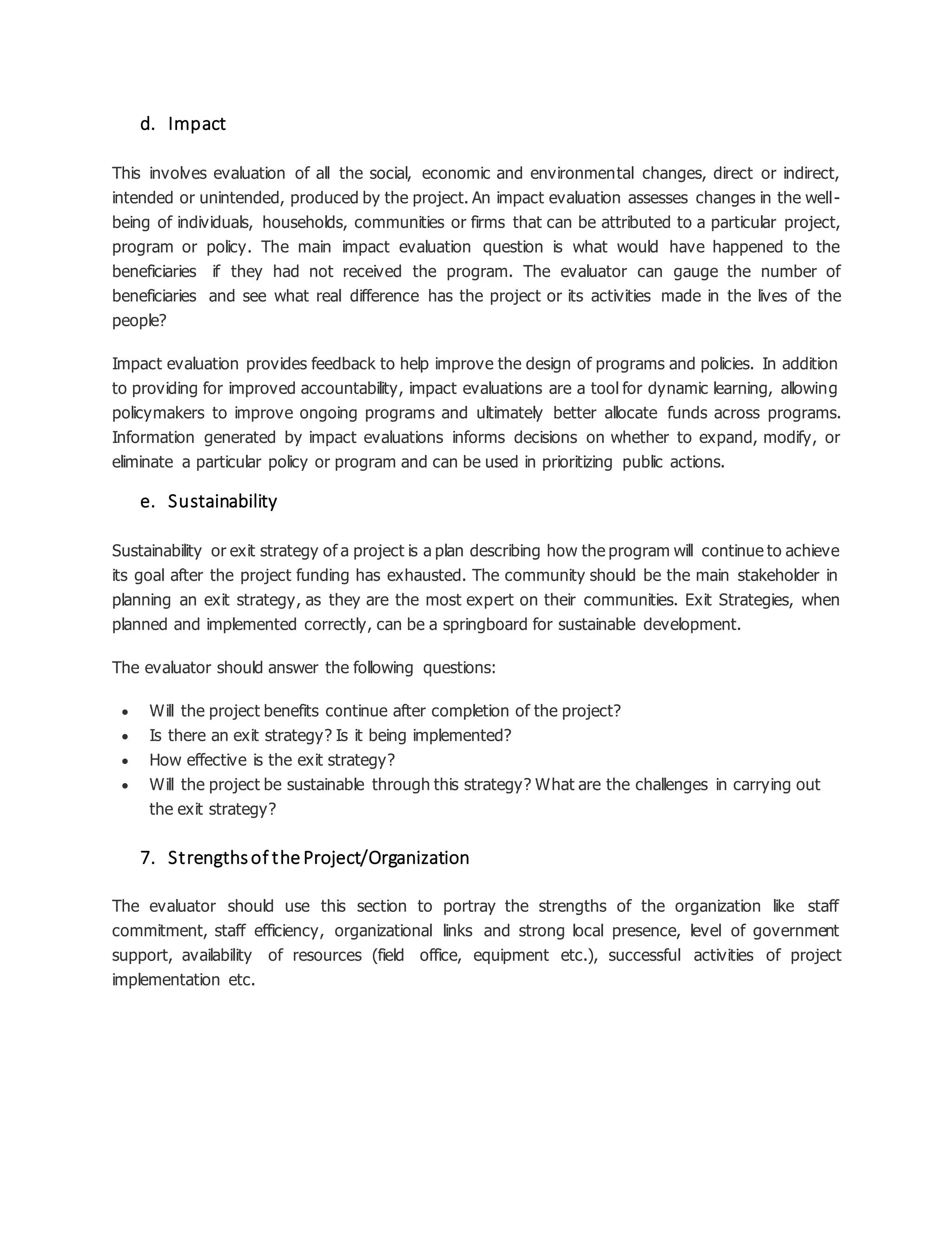 Writing evaluation report of a project | DOCX