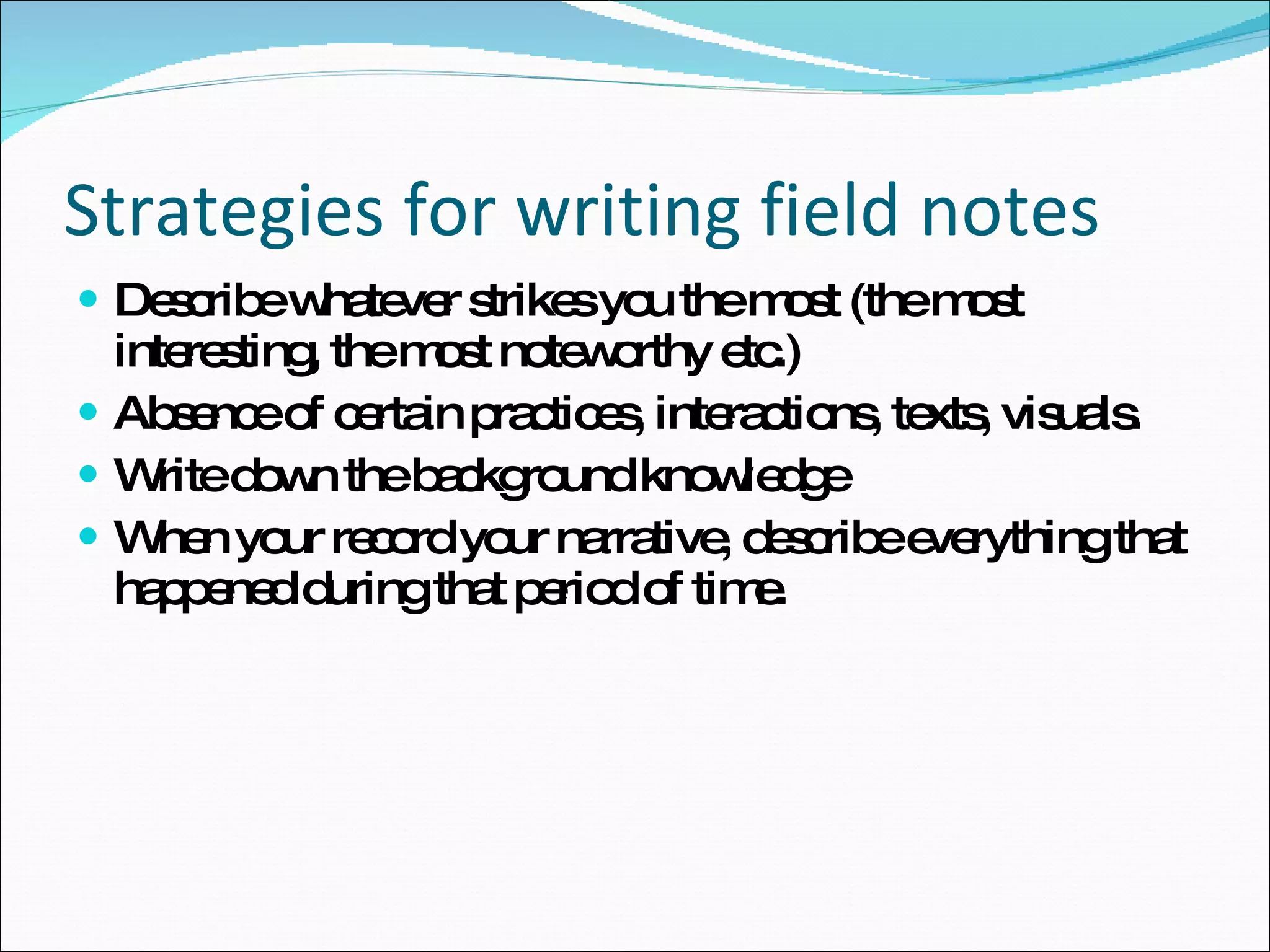 Writing Fieldnotes | PPT