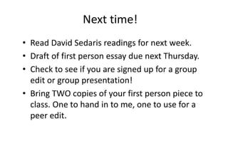 Writing First Person | PDF