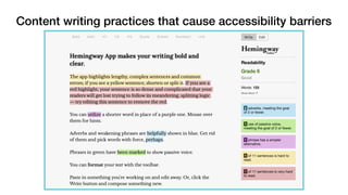 Content writing practices that cause accessibility barriers
 