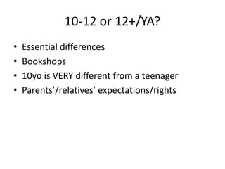 Writing for children and YA/teenagers | PPTX