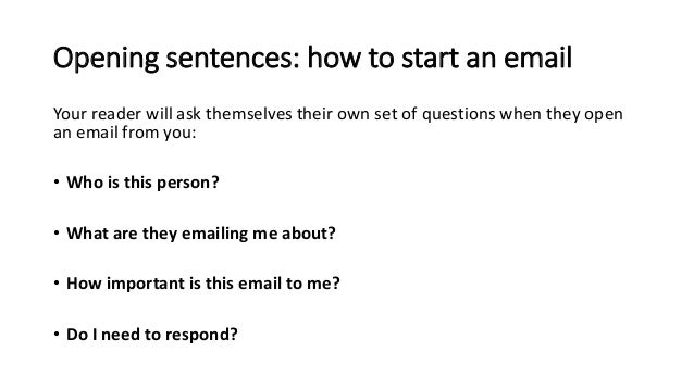 Sentences for opening emails good Job Application