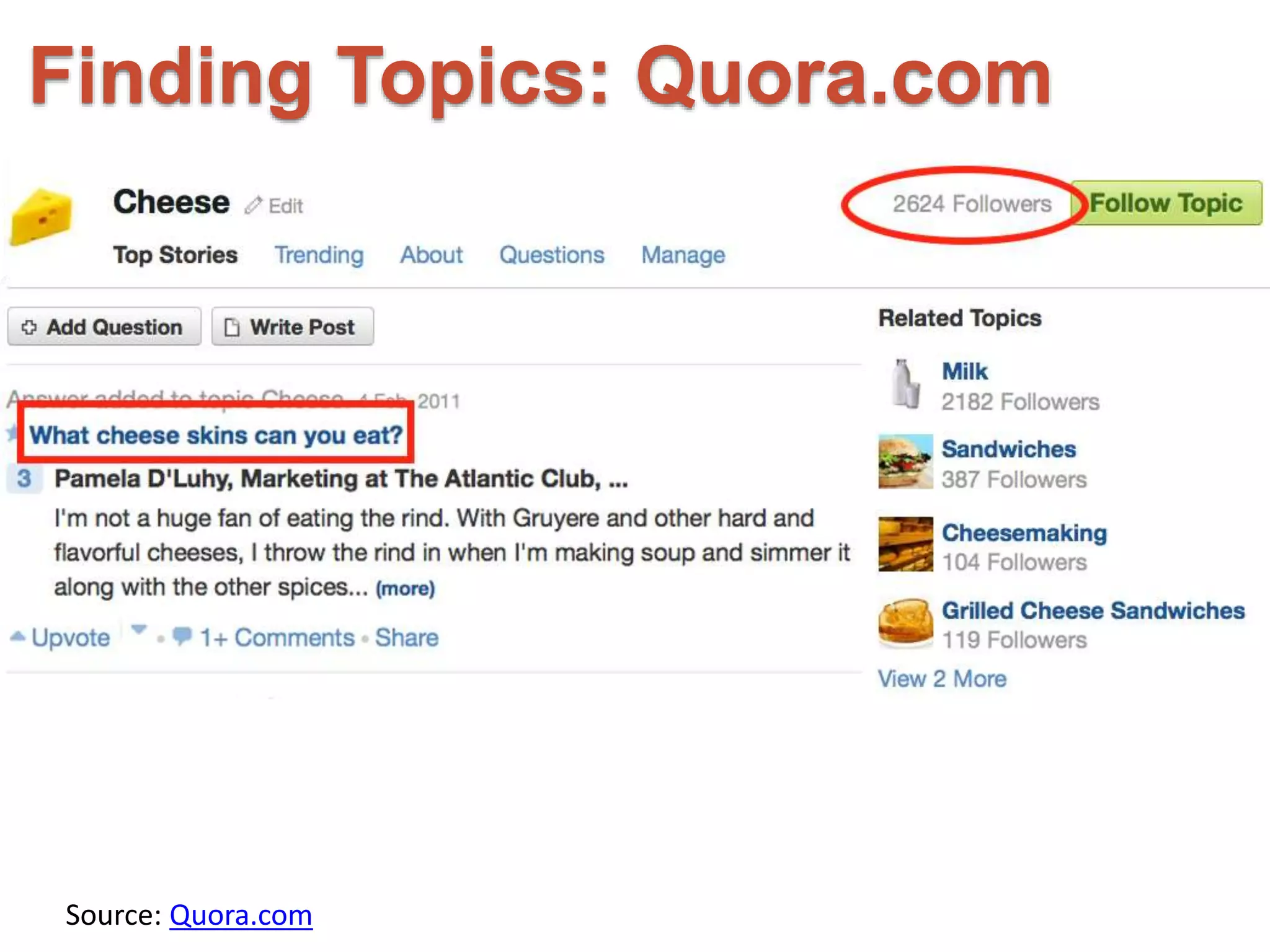 Finding Topics: Quora.com 
Source: Quora.com 
 