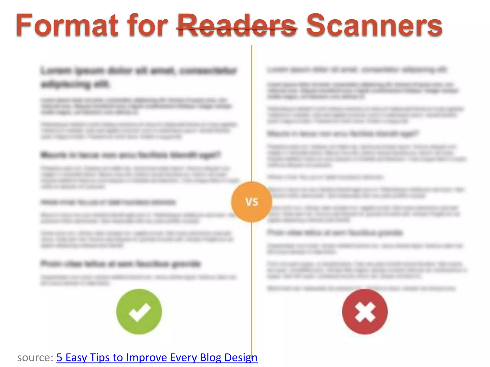Format for Readers Scanners 
source: 5 Easy Tips to Improve Every Blog Design 
 