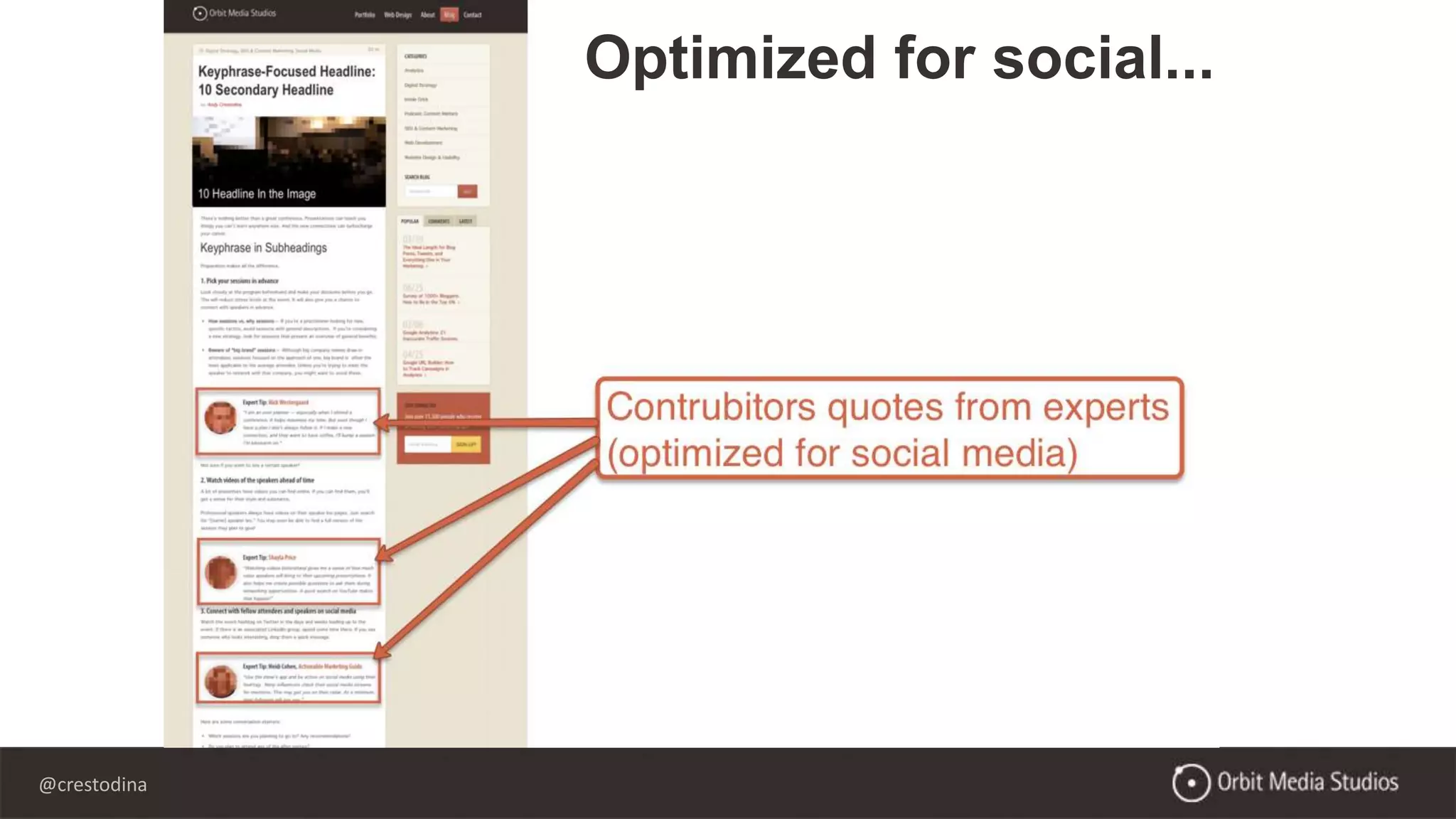 @crestodina
Optimized for social...
 
