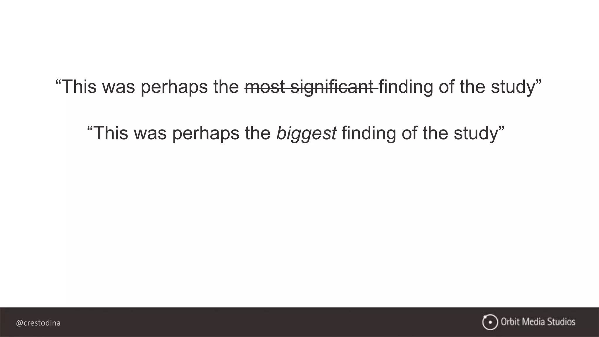 @crestodina
“This was perhaps the most significant finding of the study”
“This was perhaps the biggest finding of the study”
 