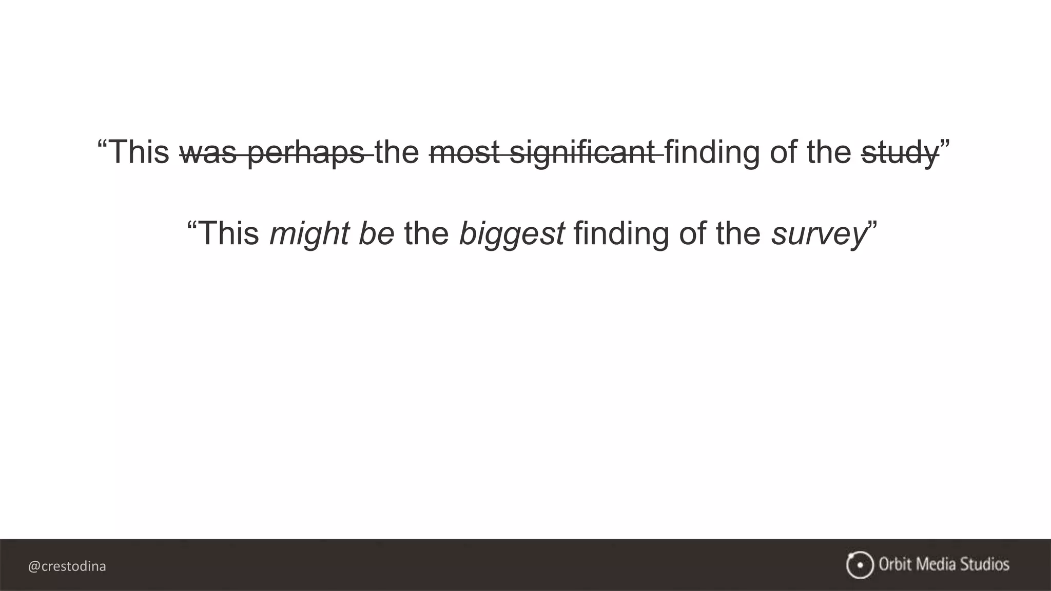 @crestodina
“This was perhaps the most significant finding of the study”
“This might be the biggest finding of the survey”
 