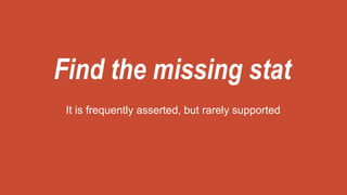 Find the missing stat
It is frequently asserted, but rarely supported
 