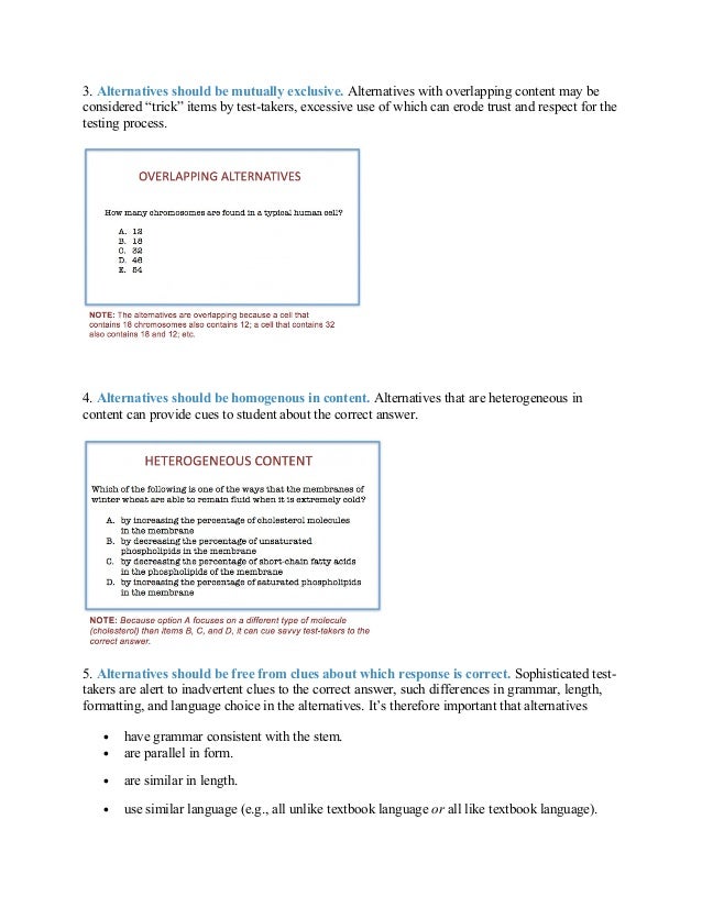 Writing good multiple choice test questions