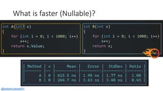 What is faster (Nullable)?
@badamczewski01
 