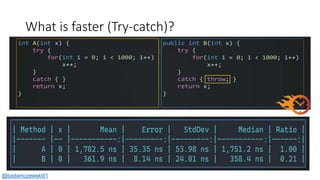 What is faster (Try-catch)?
@badamczewski01
 