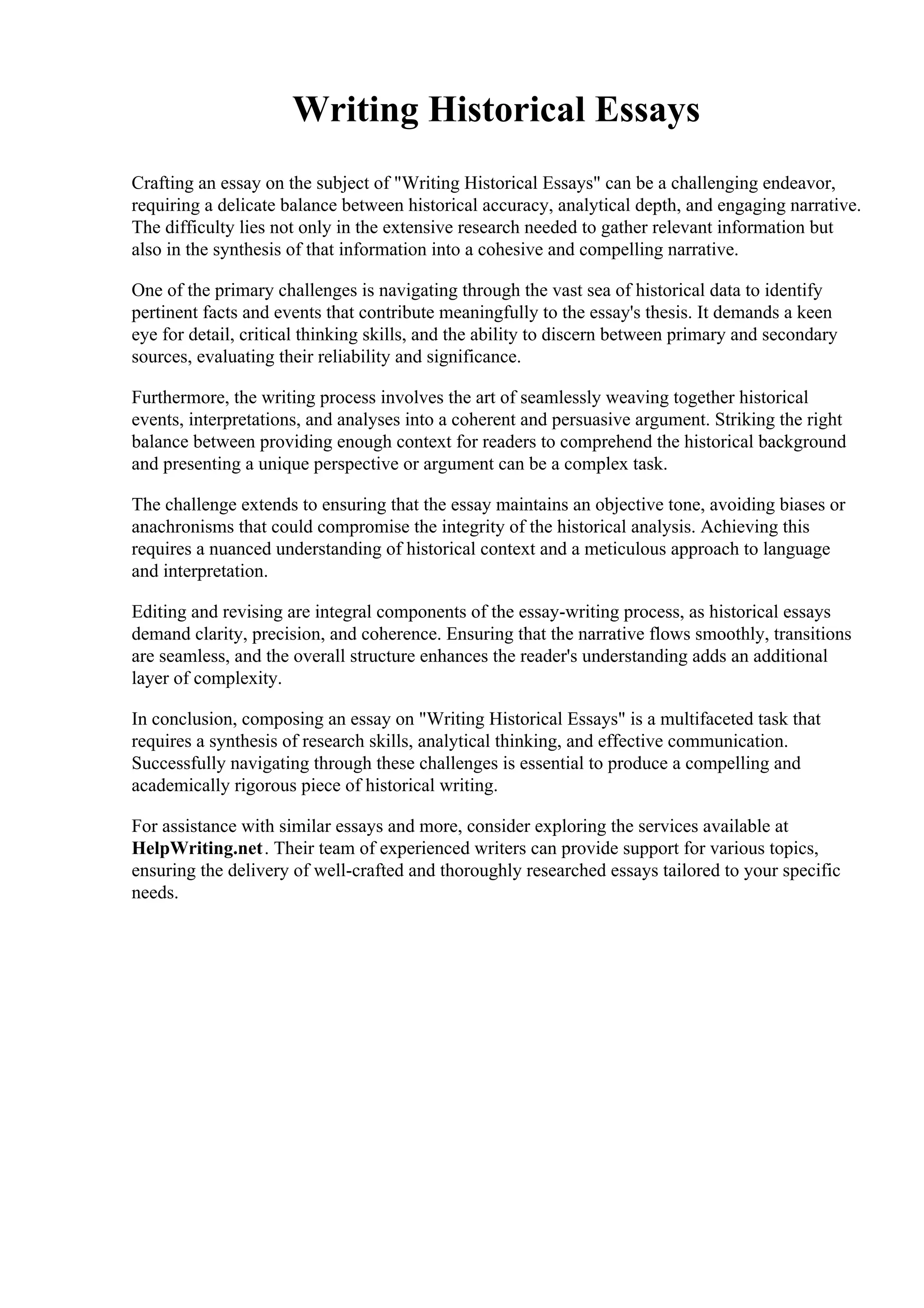 Writing Historical Essays. Emmanuel College Boston PDF