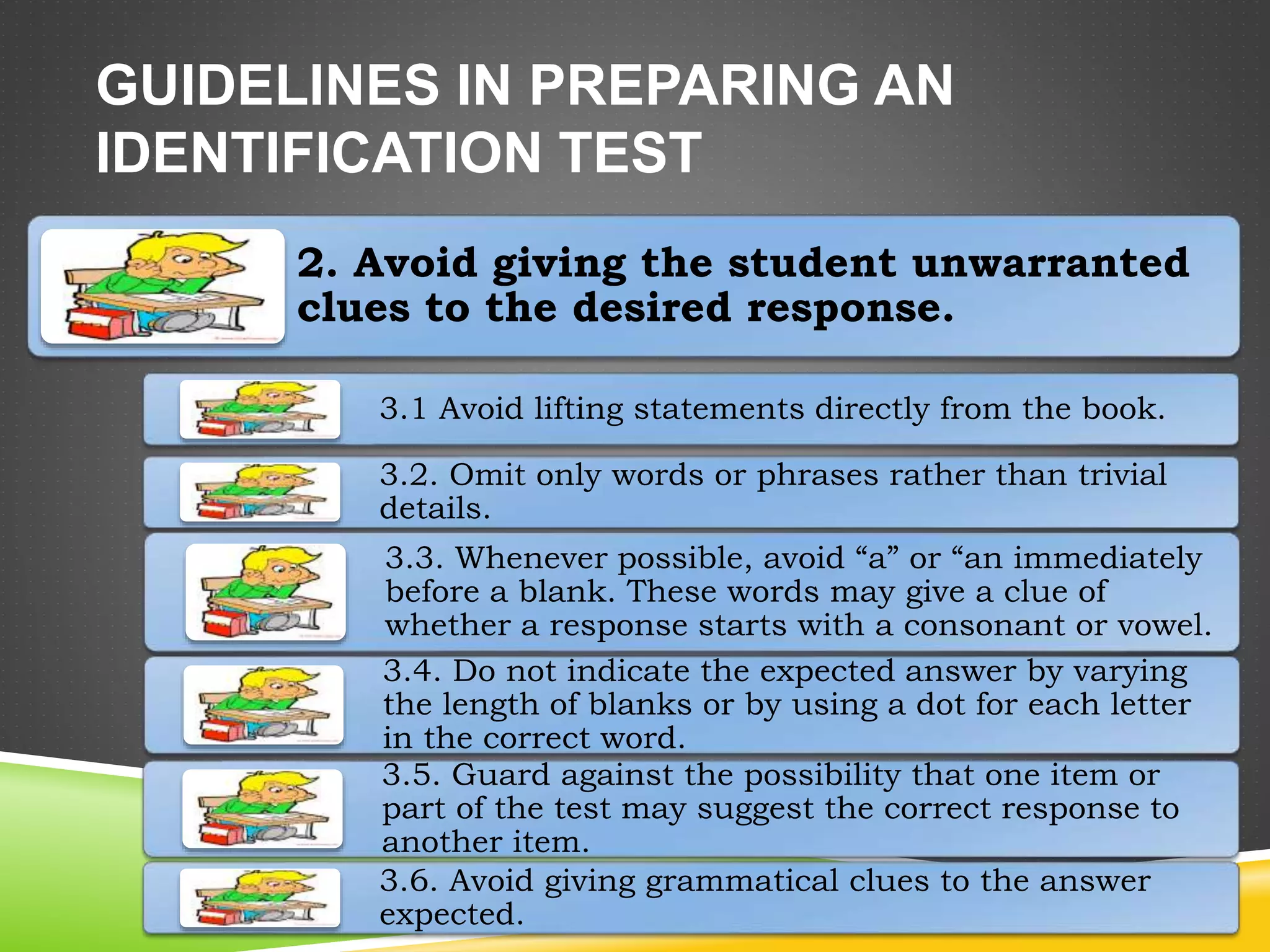 Writing Identification Tests PPT