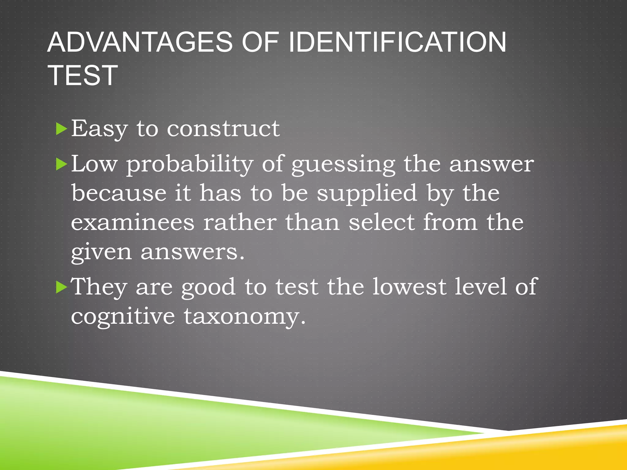 Writing Identification Tests PPT
