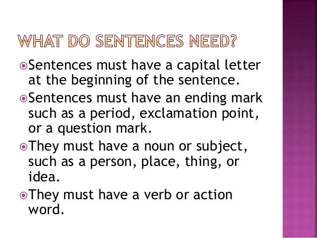 Writing in complete sentences