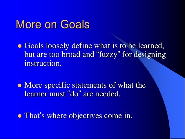 define instructional goals Learning objectives.