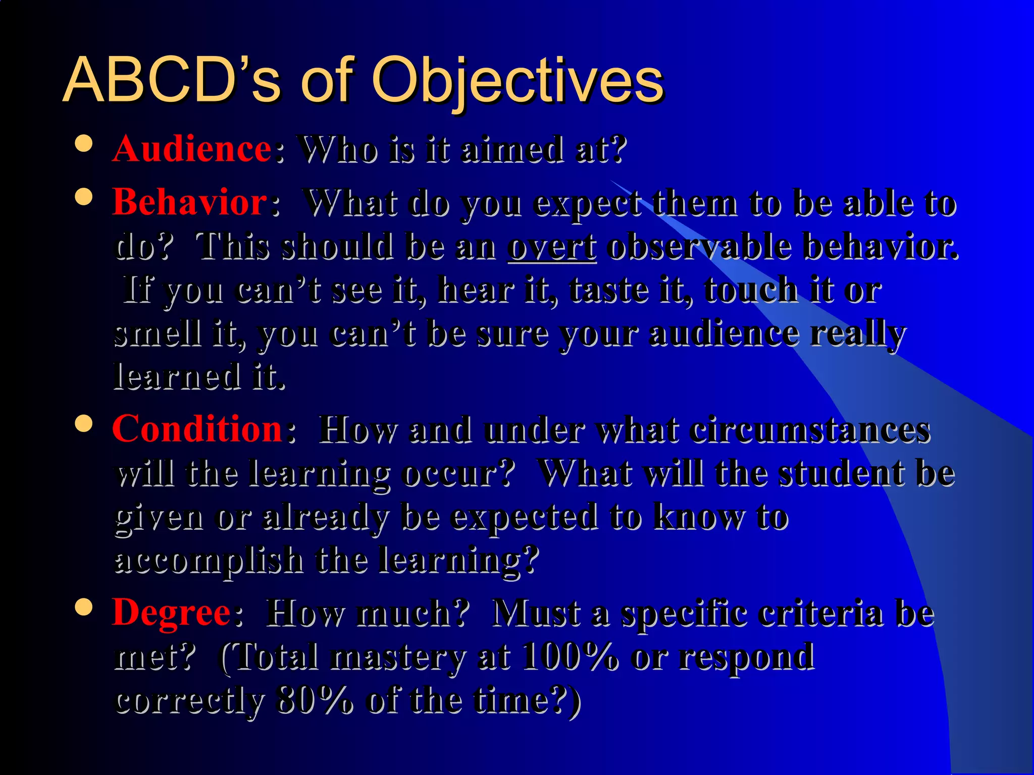 Writing instructional goals and objectives | PPT