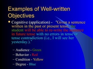 Sentence Form Objective Writing instructional goals and objectives | PPT