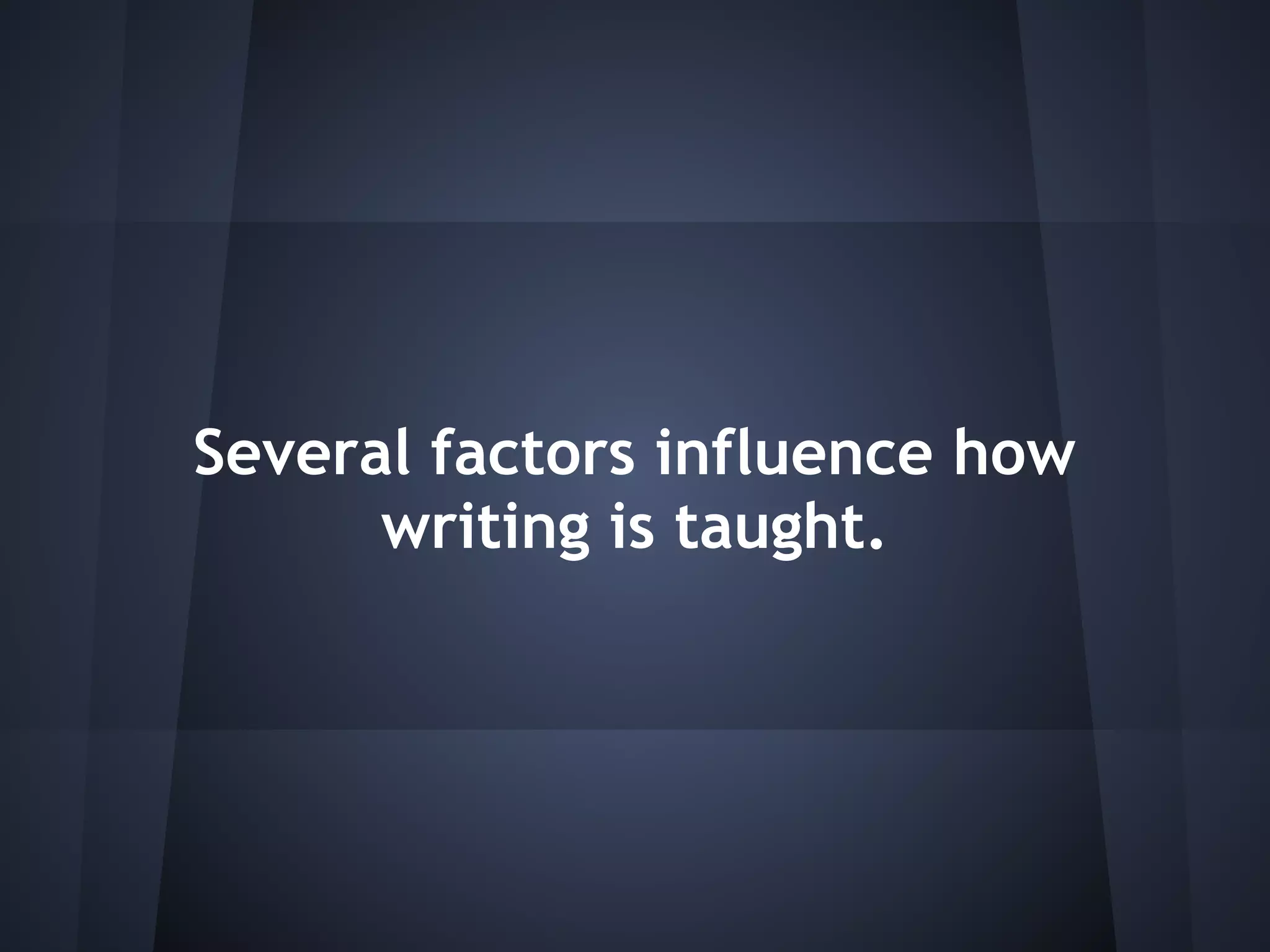 Several factors influence how
      writing is taught.
 
