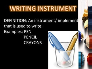 Writing Using Sharp Instruments influence of writing instrument on handwriting | PPT