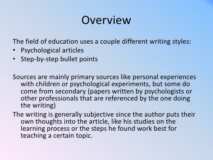 Writing in the field of education