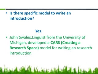 Writing introduction in research report and articles | PPTX