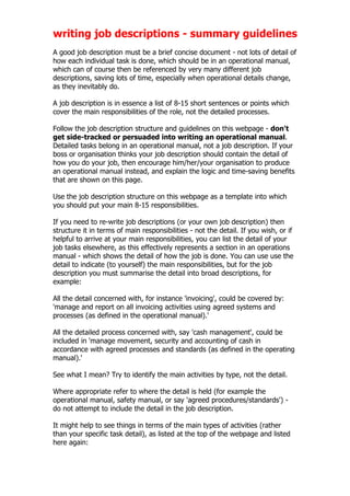 Job description essay