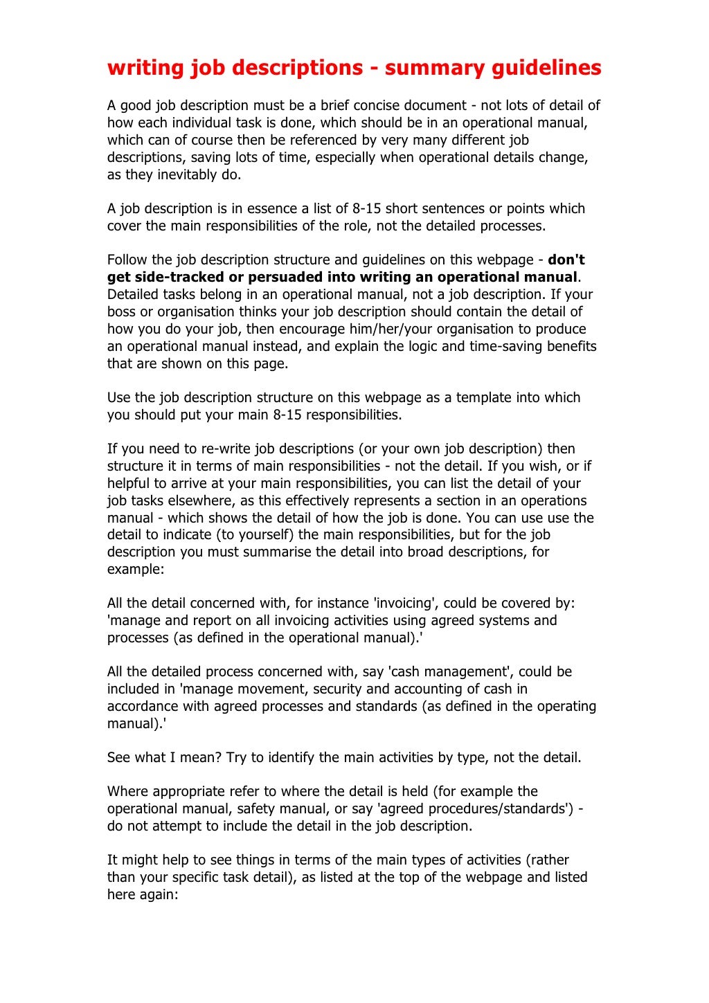 Writing job descriptions