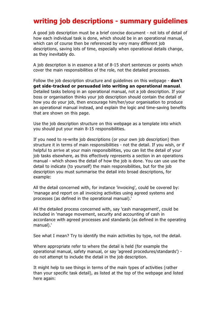 Job description essay