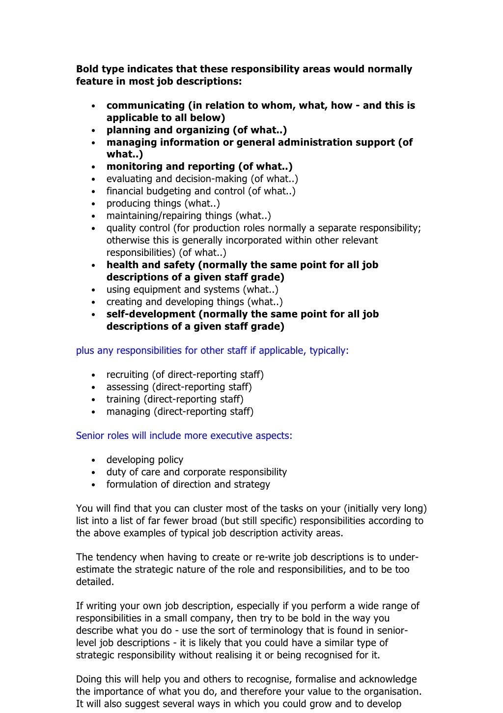Job description essay